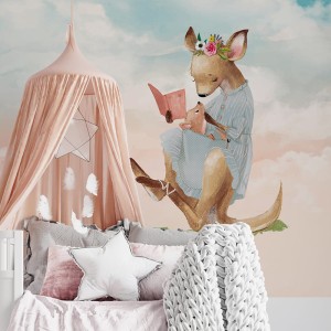 Naklejka "CZYTAJĄCA KANGURZYCA"