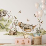 Naklejka "Leśna polana - miś na hamaku"