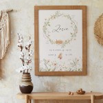 Plakat Metryczka "Wianek i króliczki"