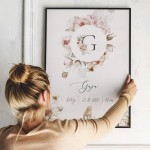 Plakat Metryczka "Secret Garden - kwiatowa ramka"