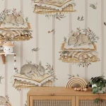 Tapeta "Royal Bunnies" - Śpiące króliczki - Pasy