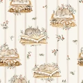 Tapeta Royal Bunnies w śpiące króliczki na tle w pasy. Wzór ręcznie malowany.