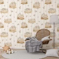 Tapeta Royal Bunnies w śpiące króliczki na tle w pasy. Do pokoiku dziecka.