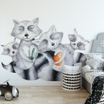 Naklejka "Leśni Marzyciele – rodzina szopów"